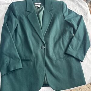 Sag Harbor Wool Size 12P Sports Blazer Women’s Green Emerald Lined One Button